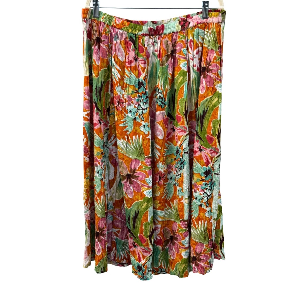 Avenue Floral Midi Skirt Womens 14/16 Multicolor Excellent Elastic Waist Rayon